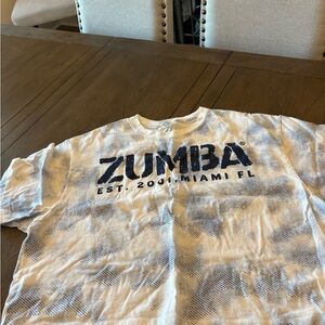 Zumba Fitness White Tie-Dye Crop Top with Navy Logo